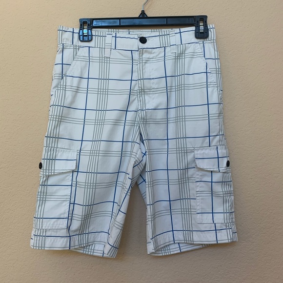 ✅ Tony Hawk White Gray & Blue Plaid Shorts Sz 16 - Picture 1 of 9
